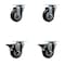 Service Caster 3.5'' Black Poly Wheel Swivel Top Plate Caster Set with 2 Posi Brakes, 4PK SCC-20S3514-PPUB-BLK-2-PLB-2 - alternate 1